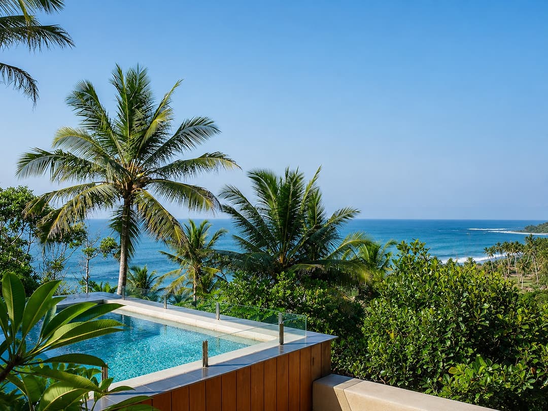 Mirissa plunge pool with house view