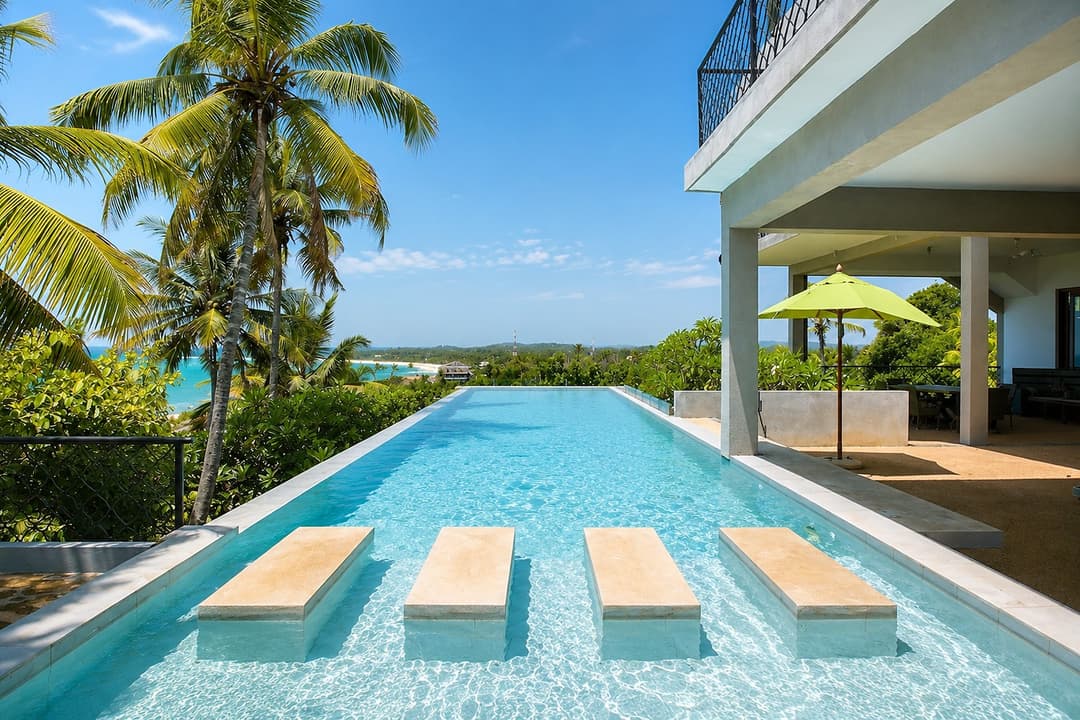The Cape Mirissa aerial view of pool and garden