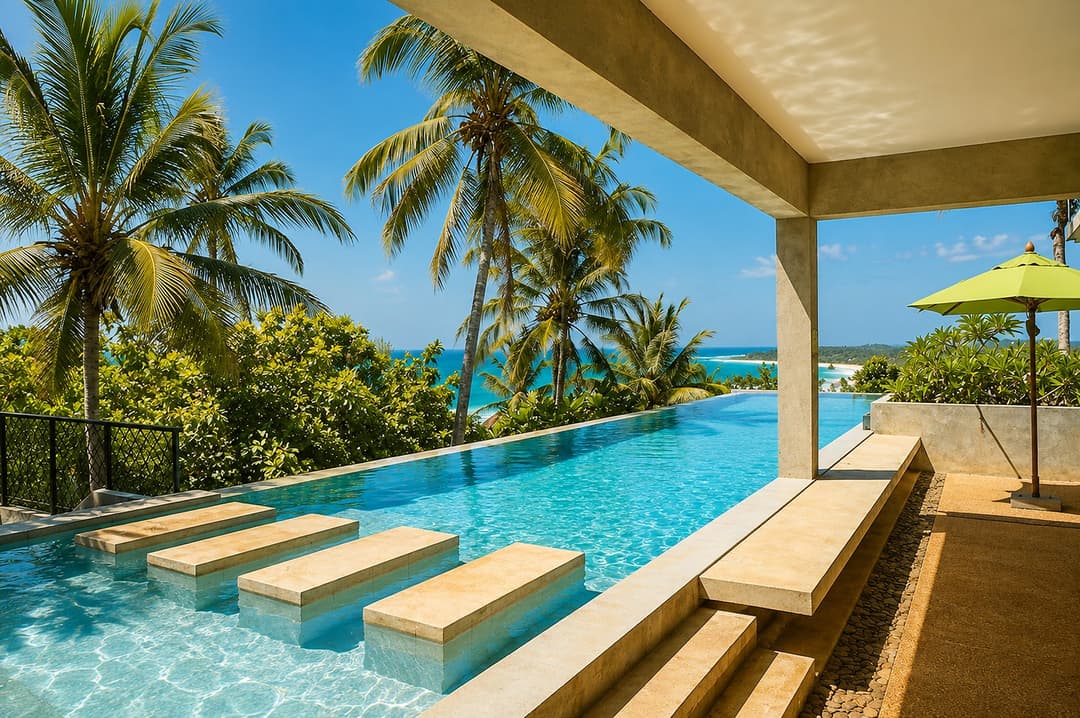 The Cape Mirissa pool with steps by day