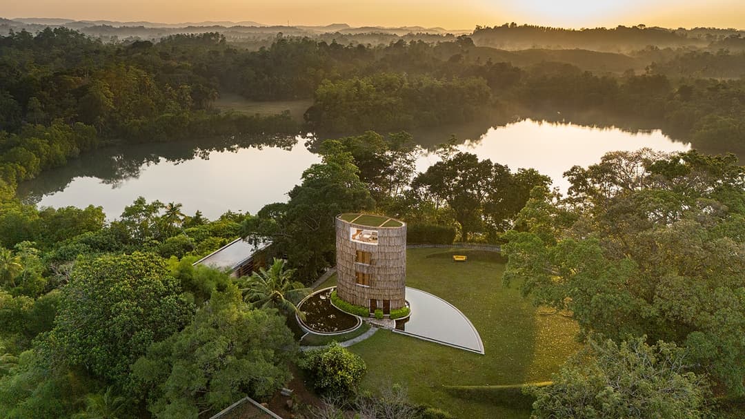 Tri Ahangama aerial lake view at dawn