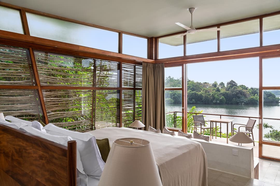 Tri Ahangama Lake Suite interior with lake view