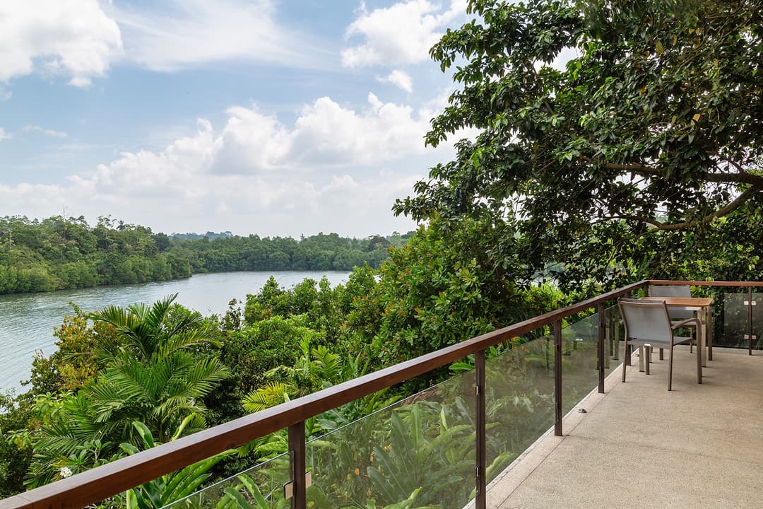 Tri Ahangama Lake Villa with Pool deck railing