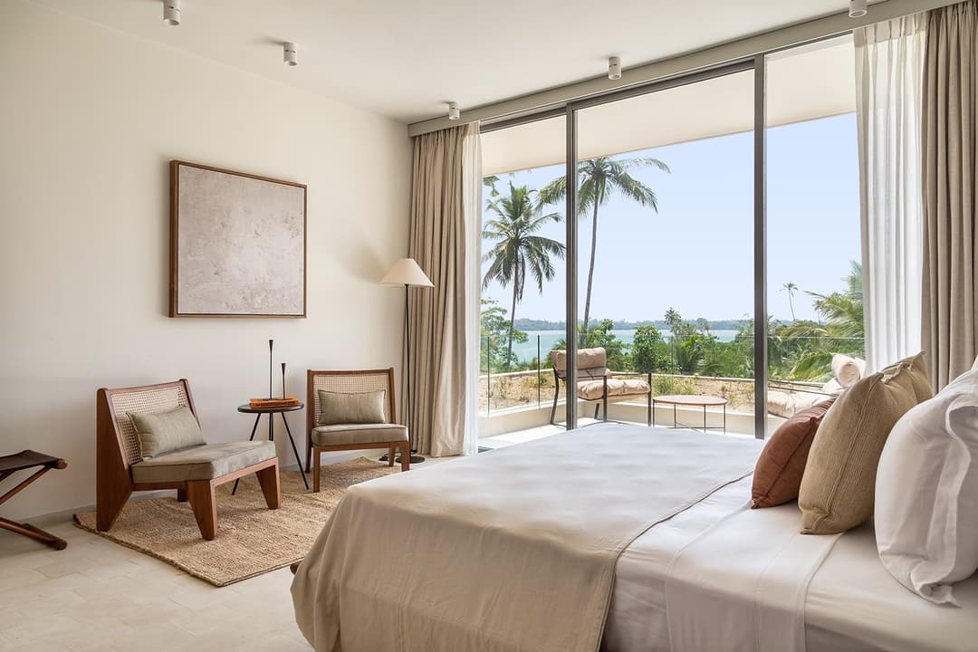 Tri Ahangama Sunset Villa bedroom with pool view