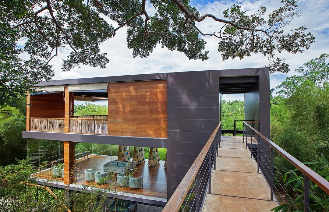 Tri Ahangama Yoga Shala exterior walkway view