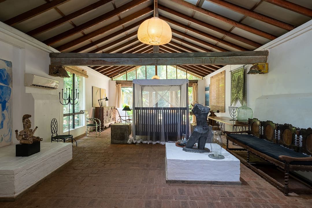 Lunuganga Bentota gallery hall with sculptures