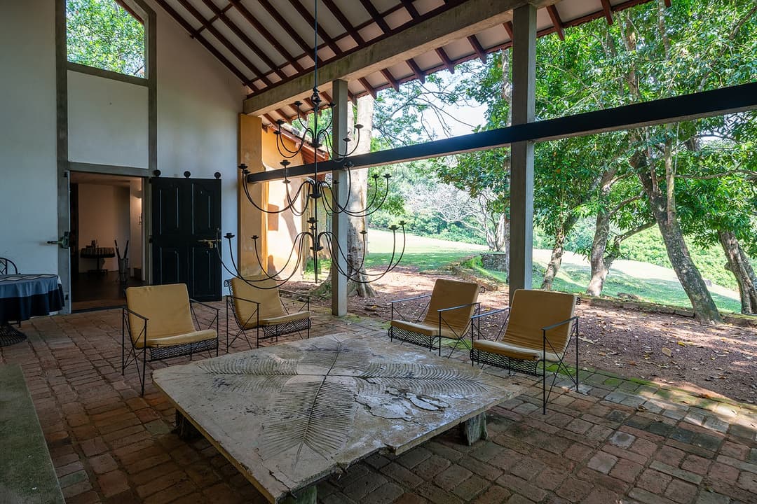 Lunuganga Cinnamon Hill entrance with garden view