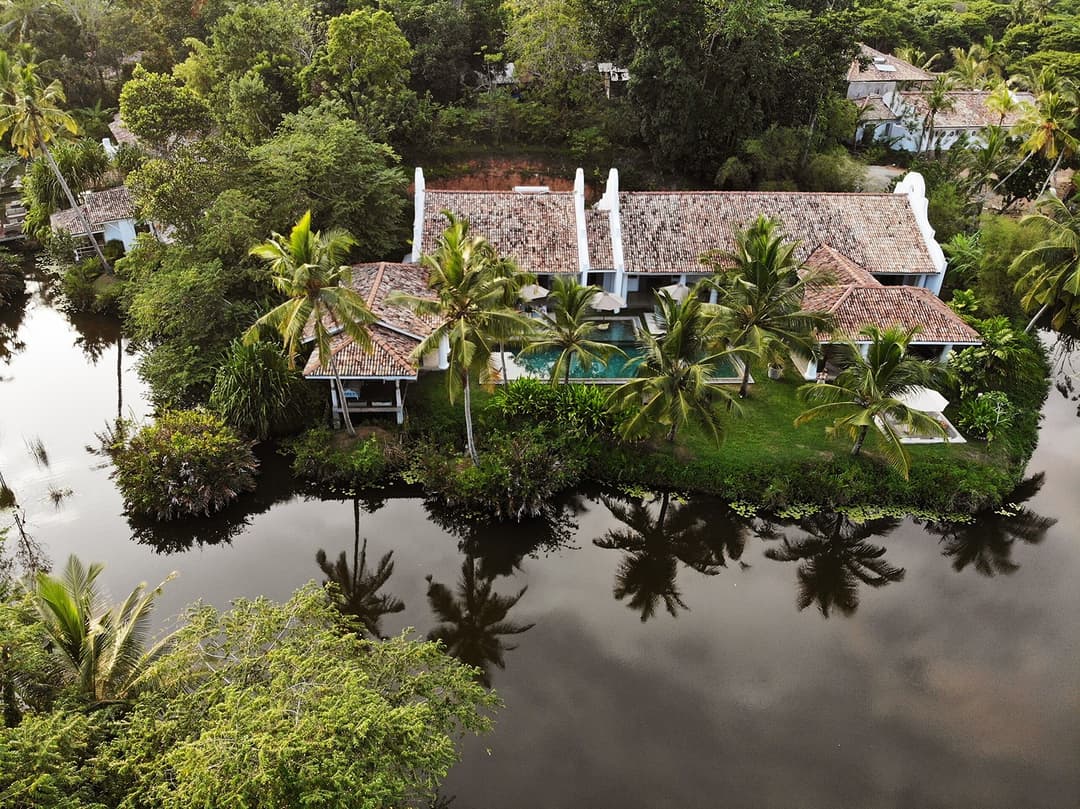 Duwa House Ahangama aerial view of river bends