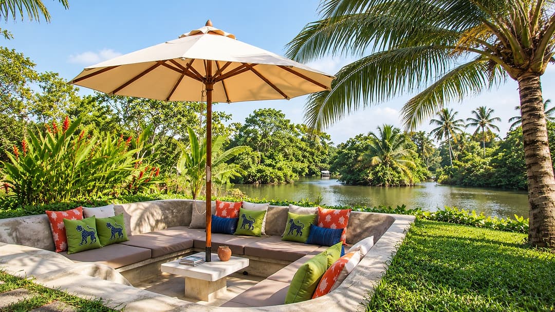 Ahangama sunken lounge with river view