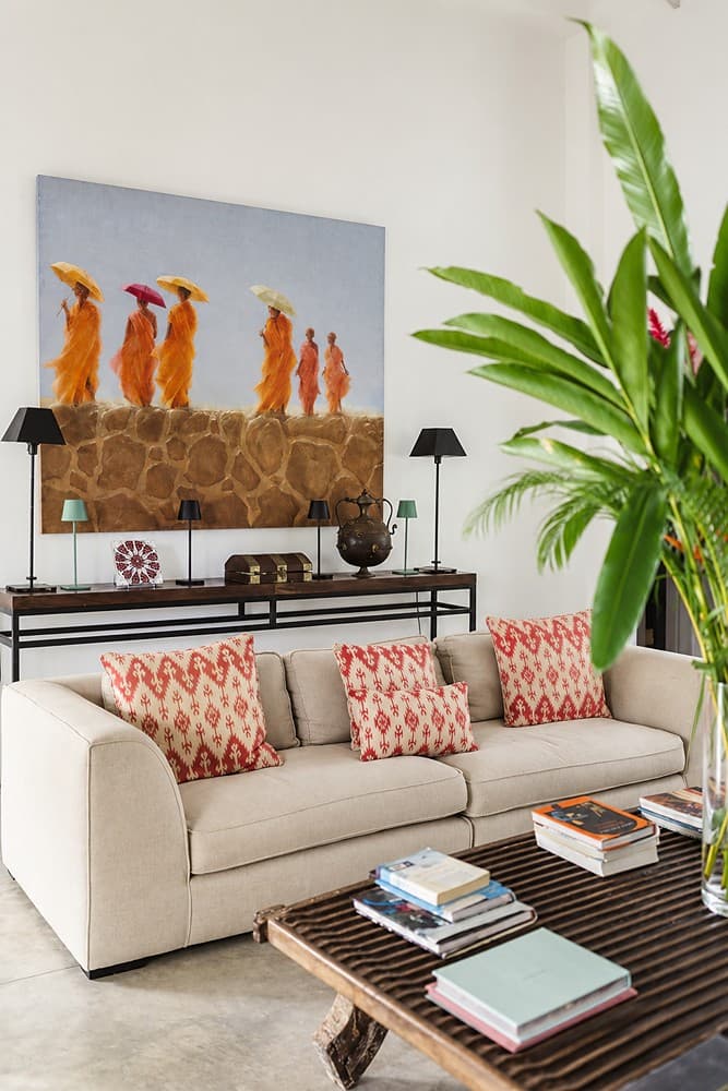 Ahangama living room with sofa and plants
