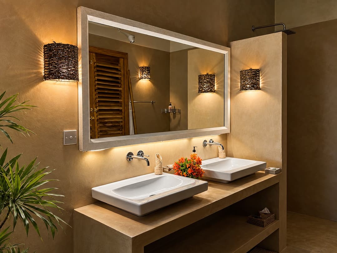 Villa Marisol bathroom with double sink and mirror