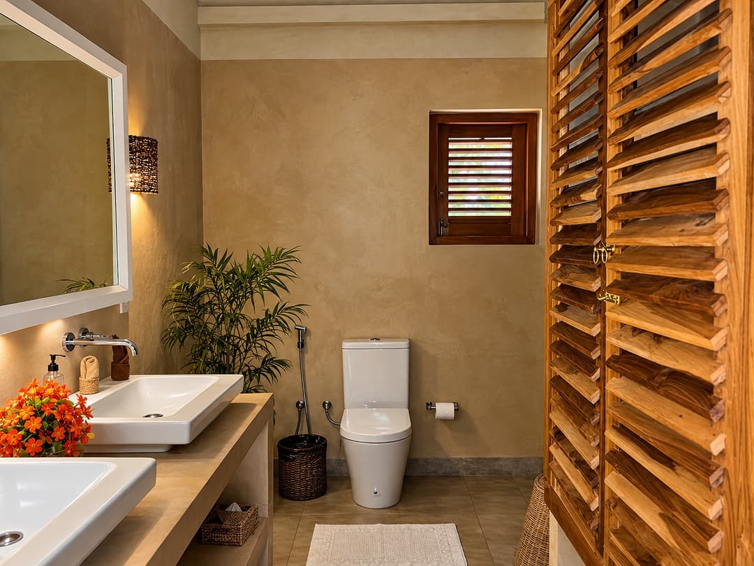 Villa Marisol bathroom with sink toilet and shutter