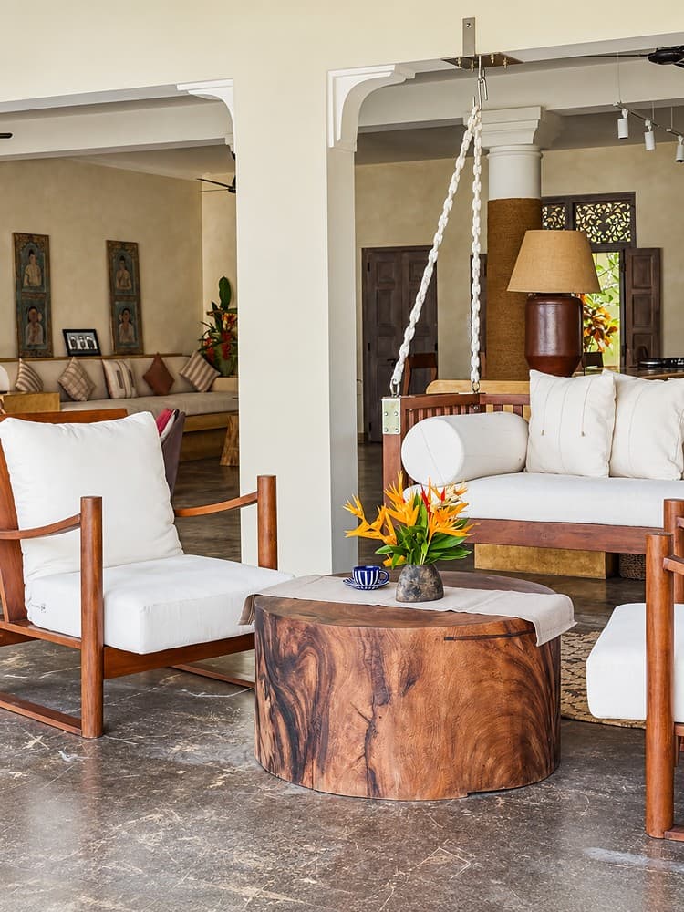 Villa Marisol lounge with swing chair interior