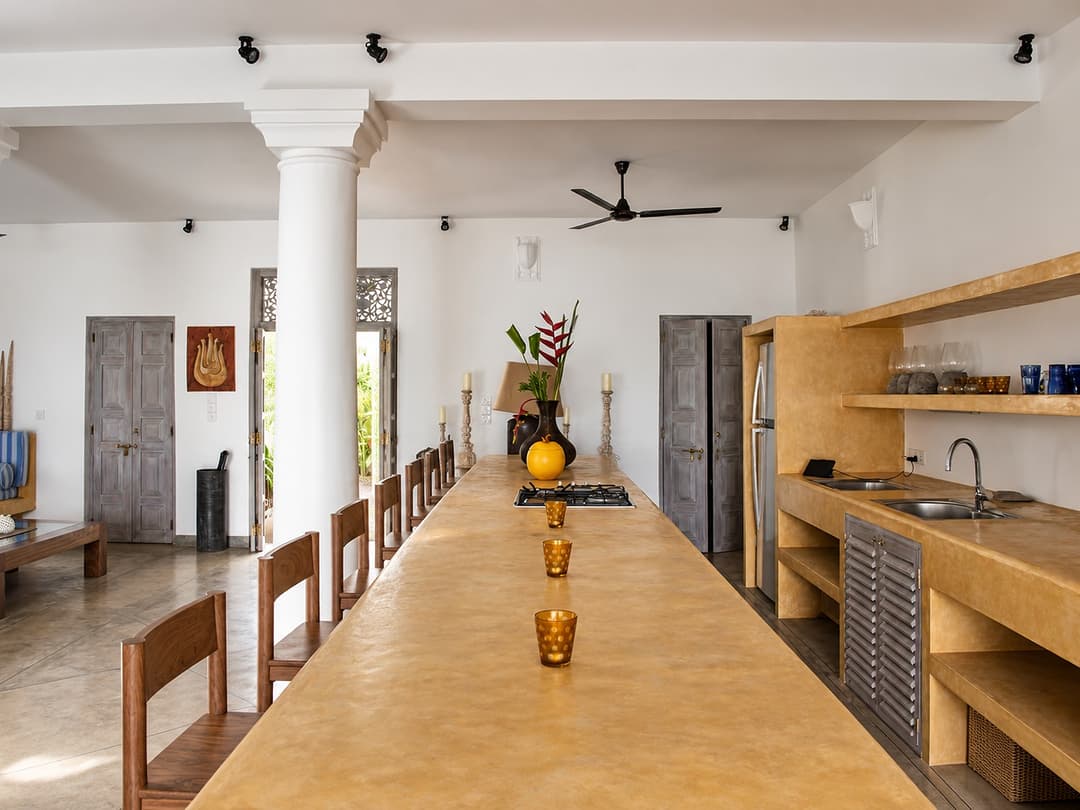 Villa Marisol kitchenette with counter island stove