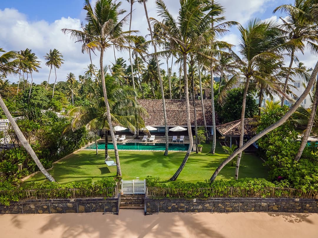 Tide House Habaraduwa aerial garden, pool and house