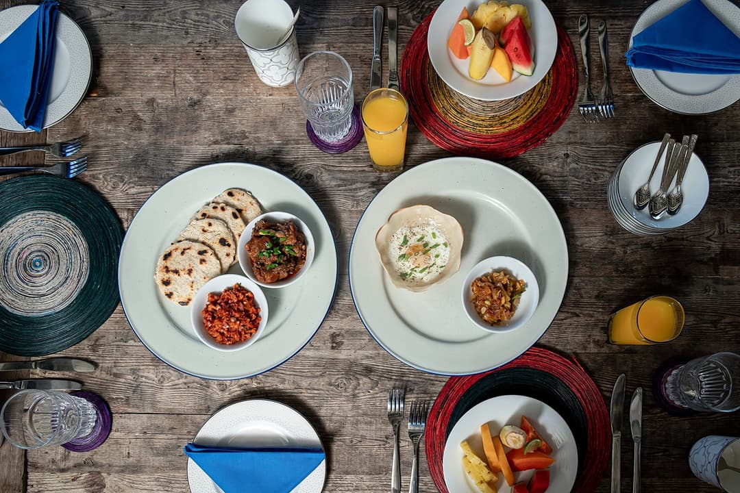 Habaraduwa aerial view of breakfast spread
