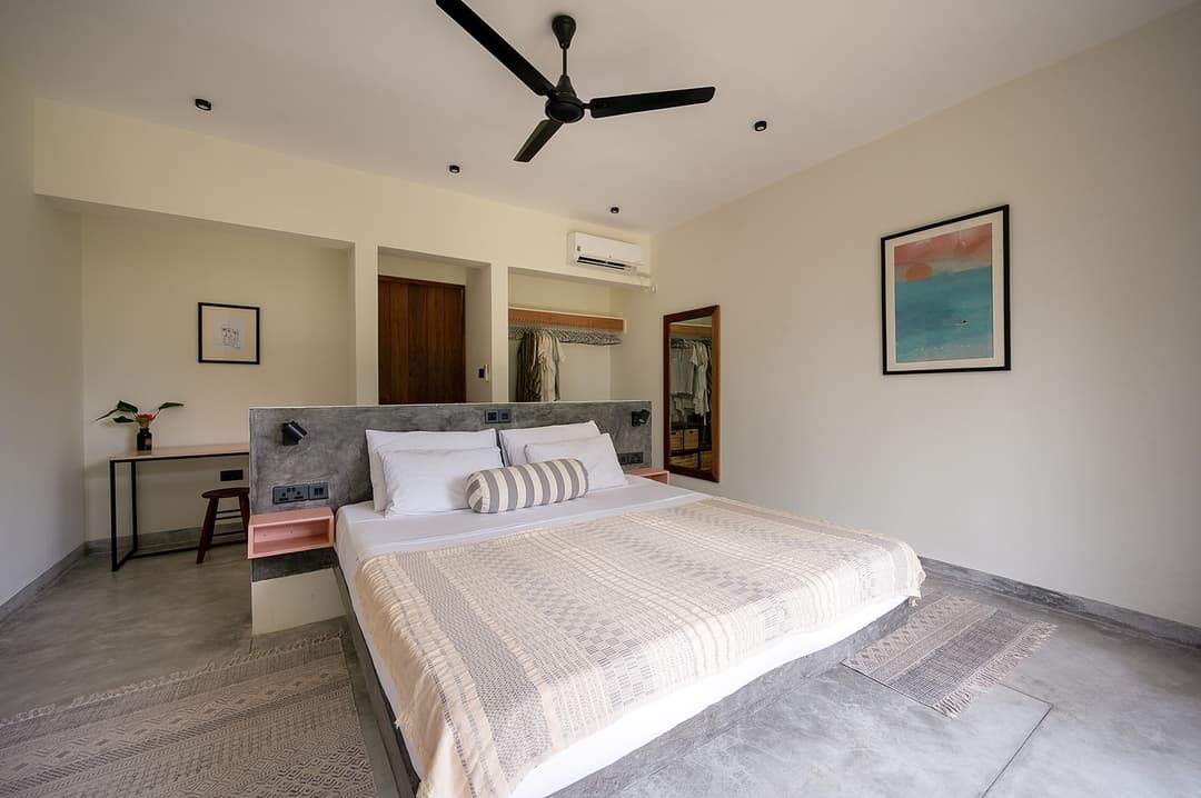 Talpe bedroom bed interior in daylight