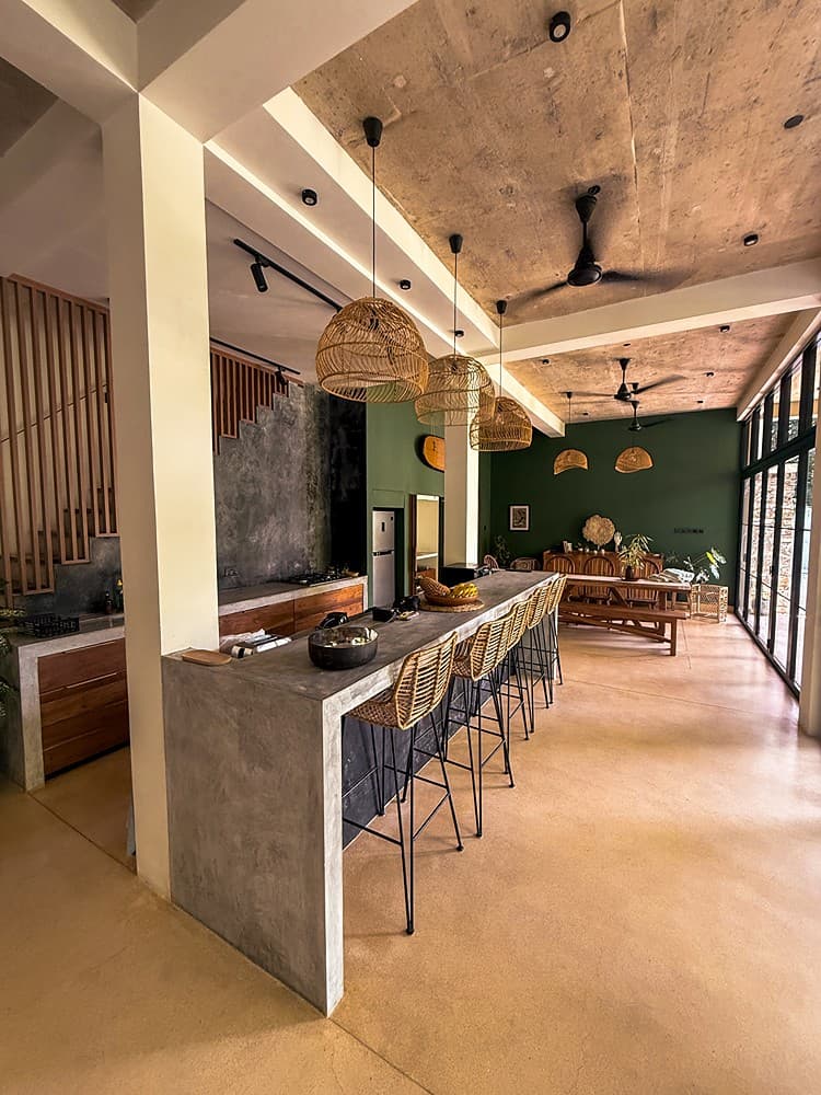 Talpe kitchen bar interior at night