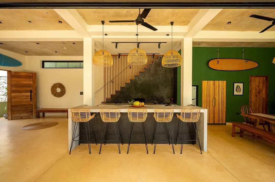 Talpe kitchen bar interior with stools