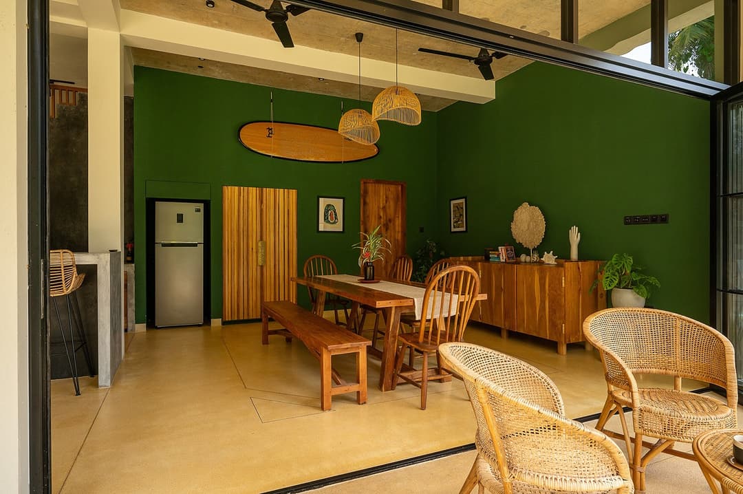 Talpe kitchen dining green wall interior