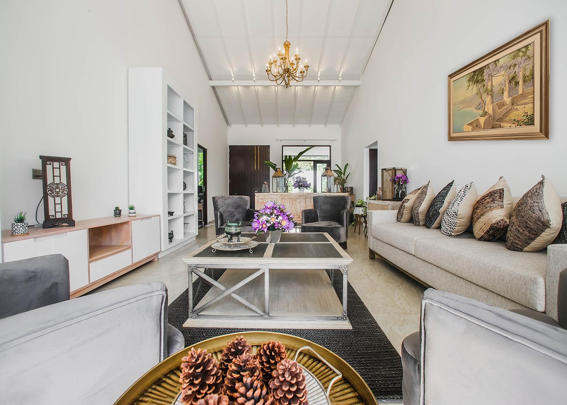 Living area with blue grey sofas, The Niche Hikkaduwa