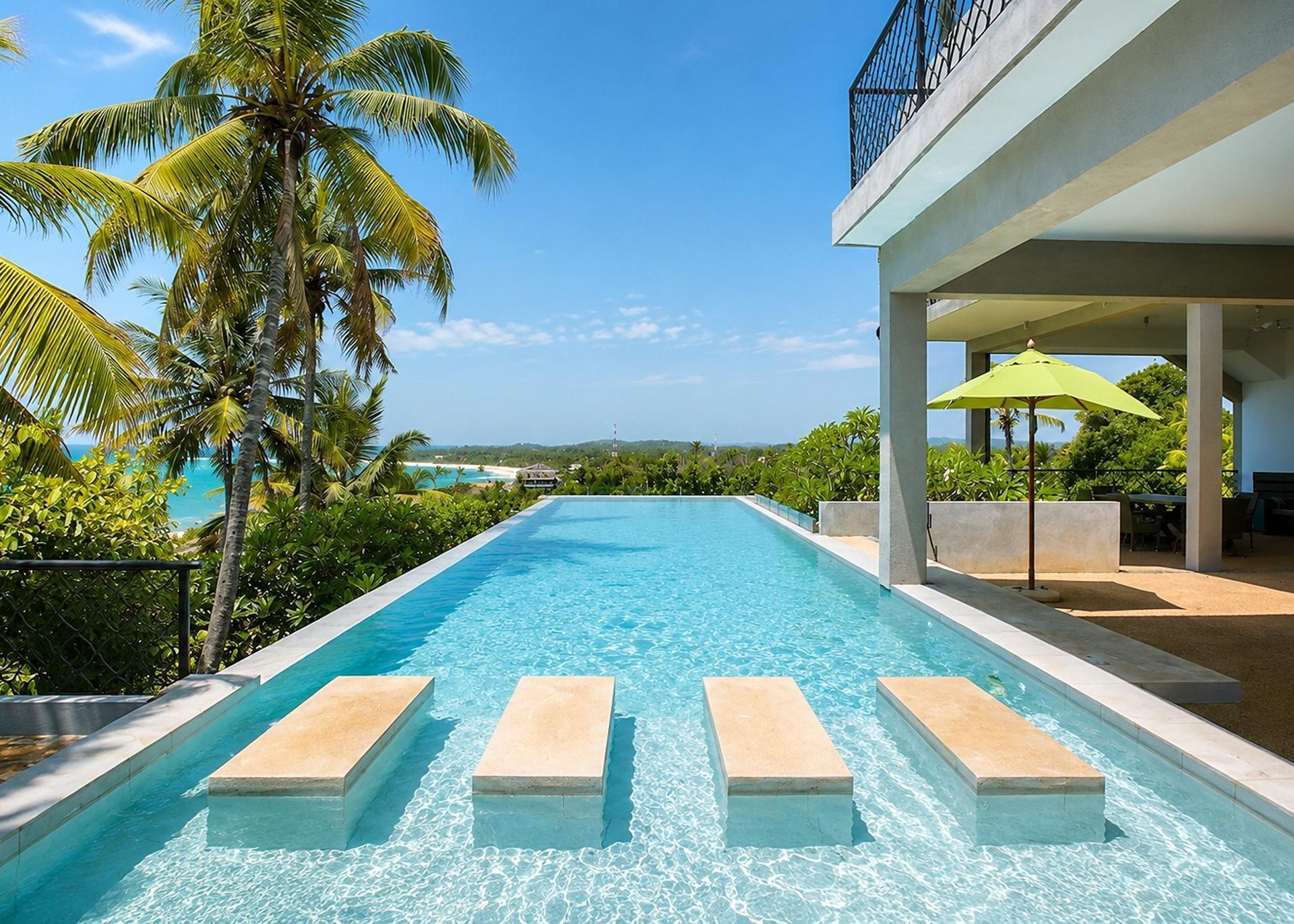 The Cape Mirissa aerial view of pool and garden