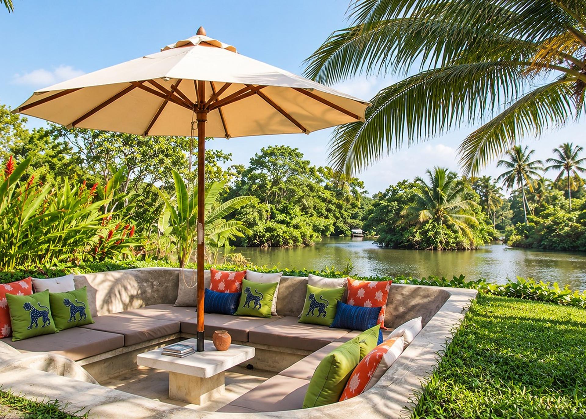 Ahangama sunken lounge with river view
