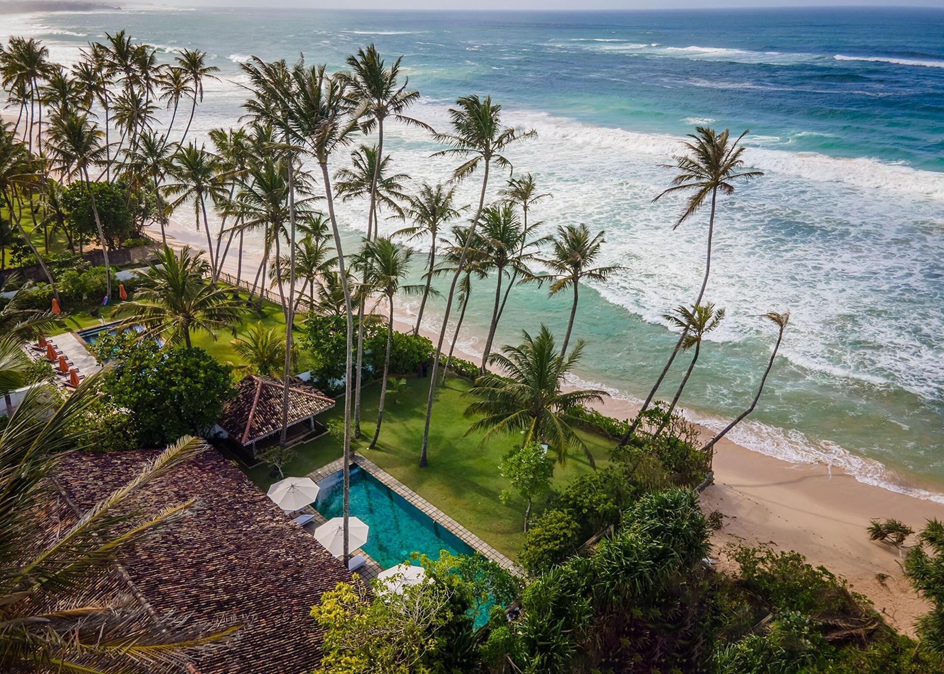 Tide House Habaraduwa pool umbrella and plant view