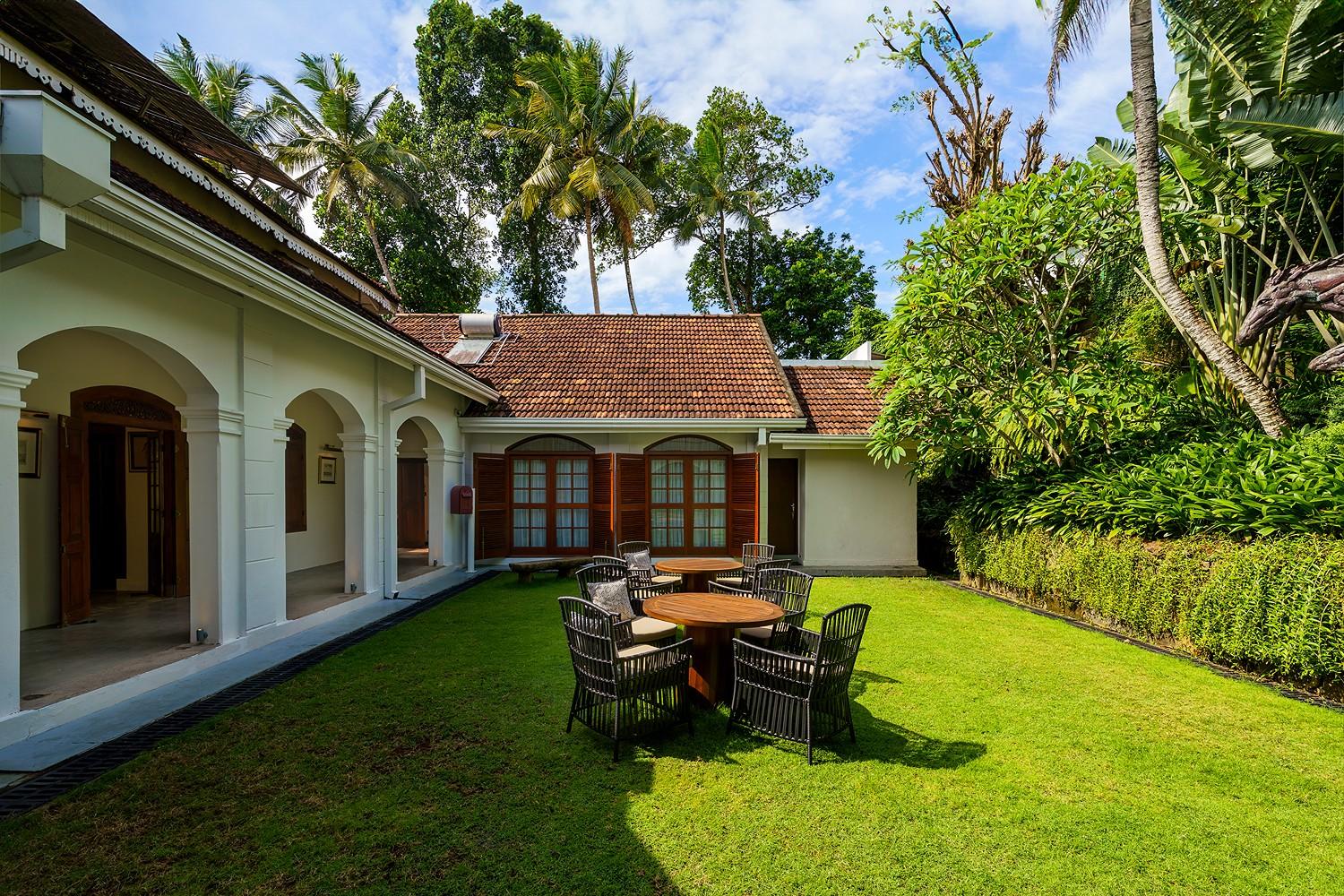 Elliot House Galle exterior with private pool garden terrace and manicured lawn