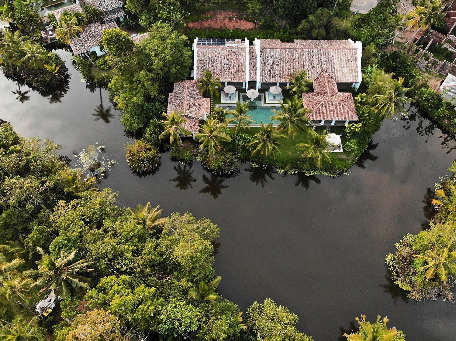 Duwa House Ahangama aerial view of river and trees